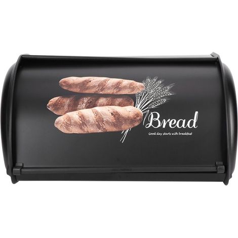 Boîte à Pain en Acier Inoxydable Grande Capacité - Rangement Organisateur de Cuisine Noir