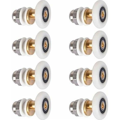 Roulette Porte Douche, Roulettes de Porte Coulissante Cabine de Douche Porte Poulies Roue de Rechange pour Rouleau avec Diamètre de Roues 27mm, 8 Pièces (1/5)