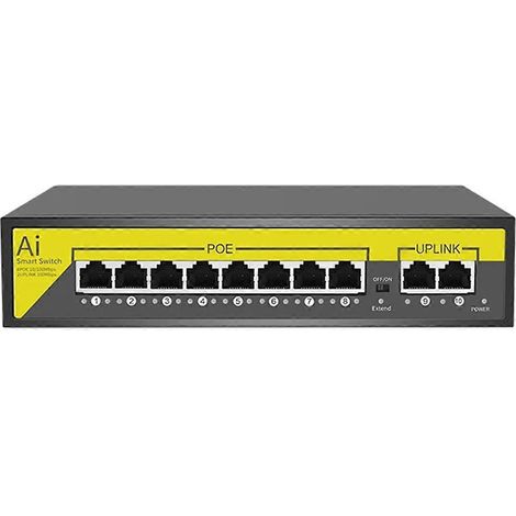 Commutateur PoE 48 V 8 ports Ethernet 10/100 Mbps IEEE 802.3 Af/At Prise UE-- (1/5)