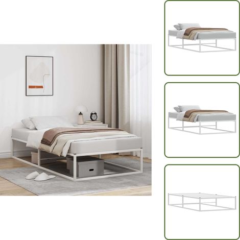 The Living Store Bettgestell ohne Matratze Weiß 90x200 cm Metall - Bettgestell Weiß (1/5)
