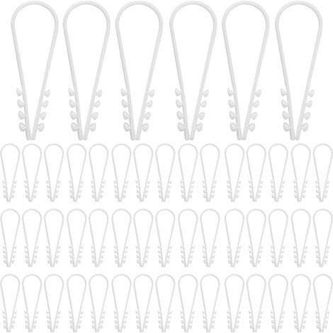 CCYKXA Pack of 100 Push-In Anchors, Cable Grommets, Wire Clips, Flexible Plastic Material, Length for Fixing Concrete, Brick, White