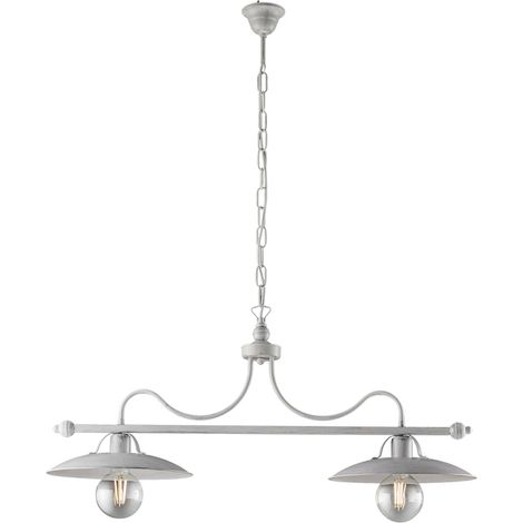 Lampadario in ferro Bianco Argento industrial minimal 87x h36 cm (1/3)