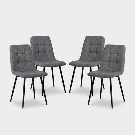 Set 4 sedie da pranzo moderne in tessuto e metallo Mary