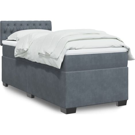 Boxspringbett mit Matratze Dunkelgrau 100x200 cm Samt (1/5)