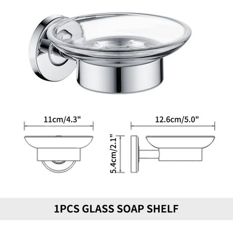 Porte-savon (A0 Chrome) Porte-savon mural pour salle de bain avec distributeur de savon en verre et porte-savon en métal doré (1/5)