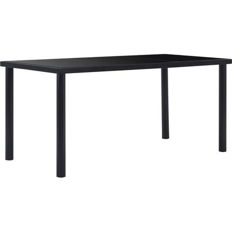Table à manger verre trempé et pieds métal noir Orati 160 cm (1/4)
