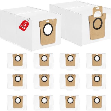 12pcs Sacs poussire Compatible avec Xiaomi X10+, X20+, X10/X20 Plus, Sac poussire Accessoires Compatible Dreame L10s Pro Ultra Heat, L20 Ultra, L10s Ultra, Sacs filtrants pour Aspirateur Robot (1/5)
