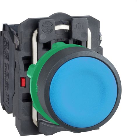 Harmony XB5 - bouton poussoir impulsion - Ø22 - bleu - 1O+1F - vis étrier