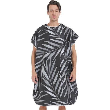 Peignoir de plage à capuche, poncho de bain double face en peluche avec fermeture éclair, peignoir de plage pour se changer après le surf (1/5)