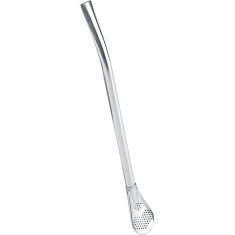 Cuillère à cocktail réutilisable et lavable en acier inoxydable avec paille, taille L (1/5)