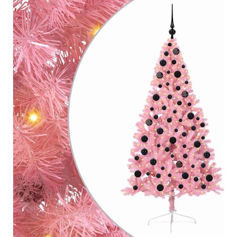 Künstlicher vorbeleuchteter Weihnachtsbaum Rosa 180 cm PVC vidaXL