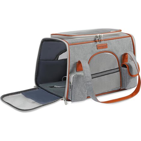 1 Sac de transport pliable, respirant, 5 entrées, cadre rigide, pour chat et chien jusqu'à 8 kg, voyage