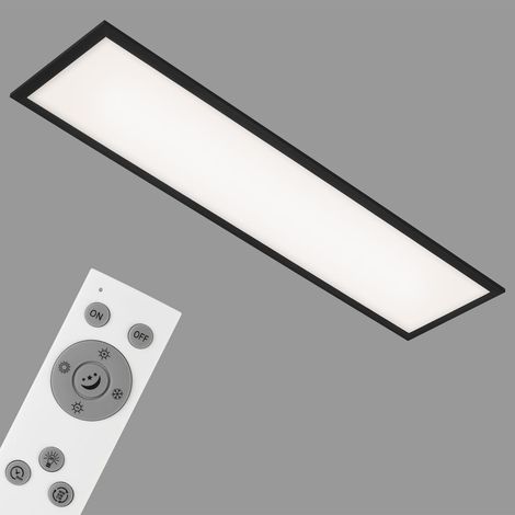 Briloner Lampada da soffitto a LED Piatto ultrapiatto CCT Pannello con telecomando, CCT, 24W, nero, metallo-plastica