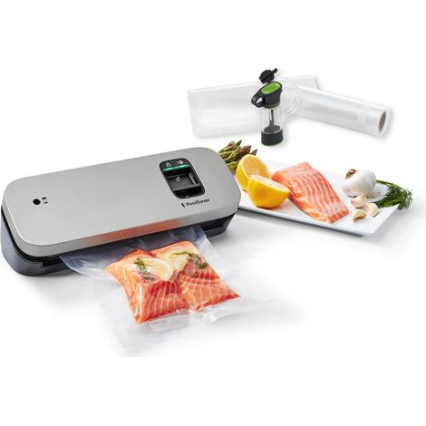 Foodsaver Vs1190X Macchina Sottovuoto Per Alimenti Compatta Adatta A Piccoli Spazi, Sigillatura Automatica, Argento/Nero, 17.5 x 35.8 x 18 cm, 1.45 Kg (1/4)