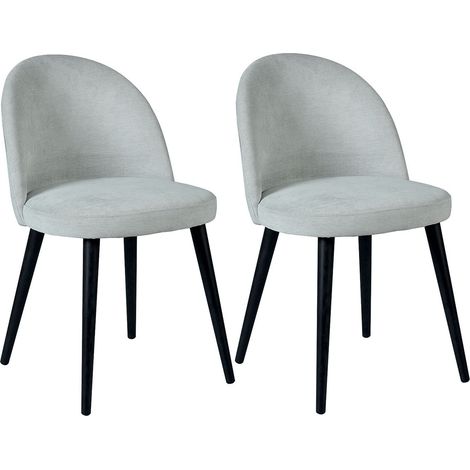 MOLLY - Lot de 2 Chaises Tissu Gris Piètement Bois Massif (1/3)
