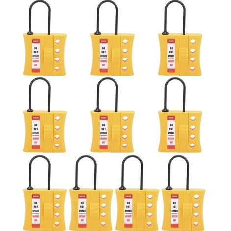 Lot de 10 cadenas de sécurité 3 mm, 4 trous, en nylon robuste, pour isolement et verrouillage électrique, adaptés aux kits de verrouillage et d'étiquetage électriques. (1/5)