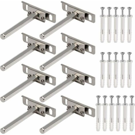 VURAHOME - Supports en Métal pour Étagère Flottante 8Pcs Support Mural Discret modèle Fixation Tablettes Rangement Support pour Etagère Flottante Invisible Fixation Etagere avec Vis d'Expansion (1/5)