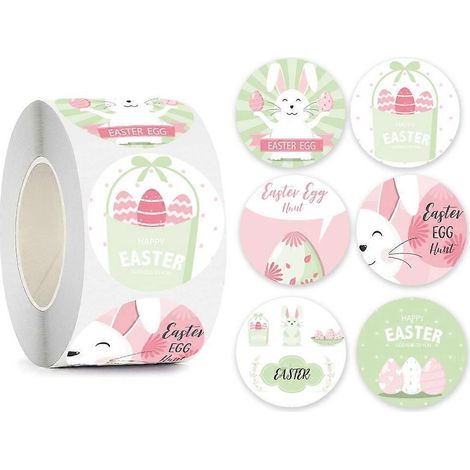 Autocollants de Pâques pour Décorations Cadeaux Enfants - Rouleau Lapins de Pâques (1/4)