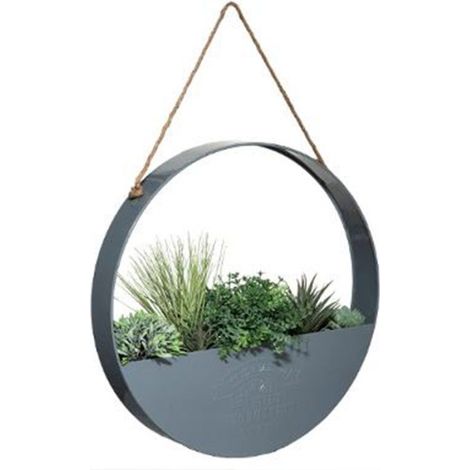 Atmosphera – Décoration murale à suspendre 'Plante' 44cm en fer et pierre – Design élégant gris – Pour embellir votre intérieur (1/3)