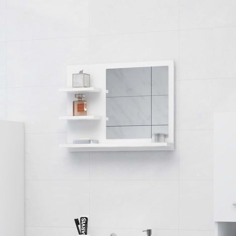 Miroir de salle de bain-Miroir de maquillage blanc 60x10,5x45 cm bois d’ingénierie 814335 (1/5)