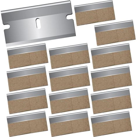20 Stück Glaskeramikplattenschaber, Fensterschaber, Glaskeramikschaber, Schaber, Glaskeramikschaber, Metall-Ersatzklingen für Schaber, mit Lederetui, 40 x 20 mm (1/5)