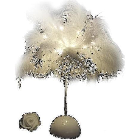 Abat-jour en plumes pour lampe de table, veilleuse de chevet, décoration de chambre blanc (1/2)