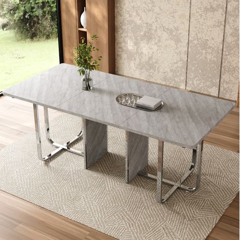 table manger rectangulaire 180x80 cm MDF gris métal OKMYHOME (1/5)