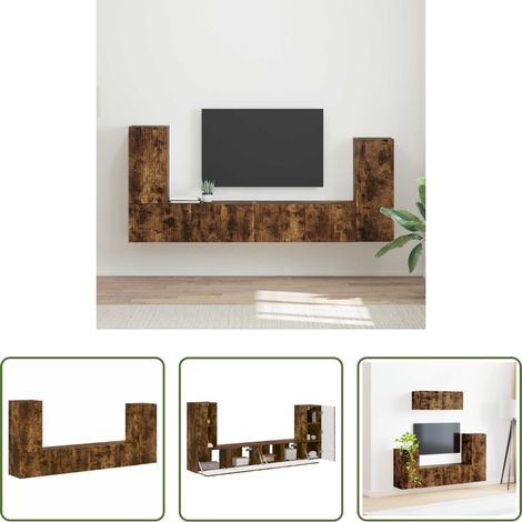 Holzwerkstoff - TV-Schrankset 4 pcs Geräucherte Eiche Holzwerkstoff (1/5)