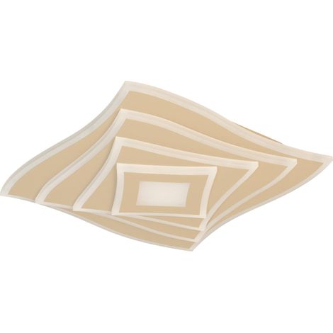 Plafonnier  Couleur sable  L : 40 cm, l : 40 cm  Écart : 6,50 cm  Intensité variable en continu avec télécommande  Réglage de la température de couleur en continu  1 x LED 42 W 2700/6500 K
