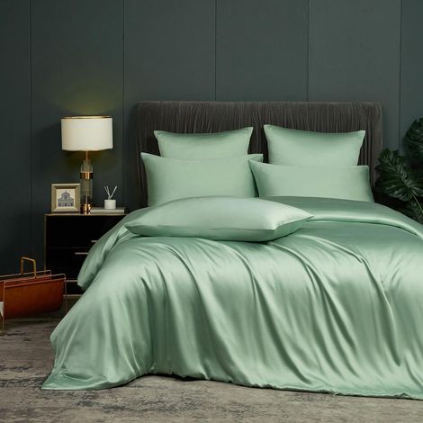 Bettwäsche Set 200x200cm Grün Kühl & Hautfreundlich Bambus Polyester OEKO-TEX