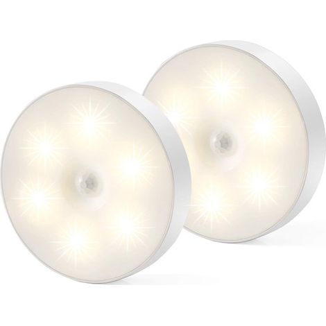 Juego de 2 luces nocturnas LED magnéticas con sensor de movimiento  luz blanca cálida (4000K)  luz con sensor recargable por USB y almohadilla adhesiva (1/5)