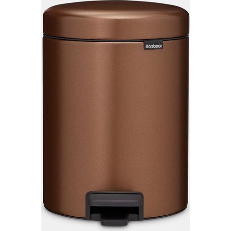 Brabantia 255229 NewIcon Pattumiera a Pedale 5 L Chiusura Ammortizzata Coperchio Anti-Odore colore Marrone