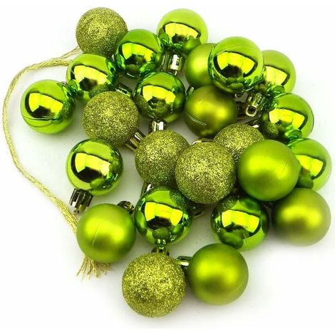 Lot de 24 petites boules décoratives de Noël mates brillantes scintillantes 3 cm Vert (vert) (1/3)