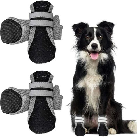 Bottes pour Chien de Protection, Chaussure Respirantes Chien, Antidérapant Respirant Pet Chaussures pour Petits Chiens de Taille Moyenne (Noir) (1/4)