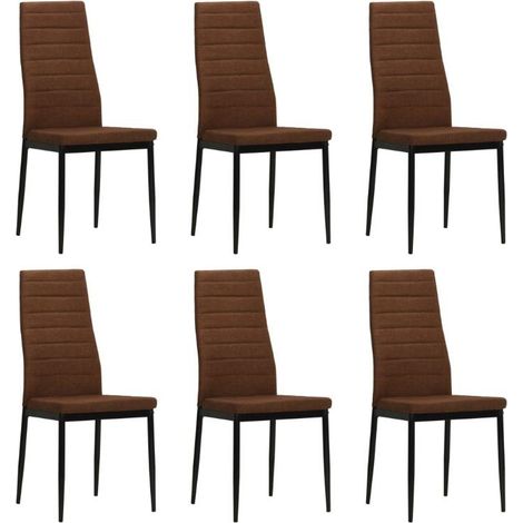 Chaise tissu marron et pieds métal noir Karlane - Lot de 6 (1/5)
