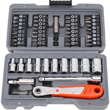47 PCS Tournevis à clé cliquet Ensemble d'outil de réparation en acier CRV polyvalent pour le ménage, l'entretien automobile - (1/5)