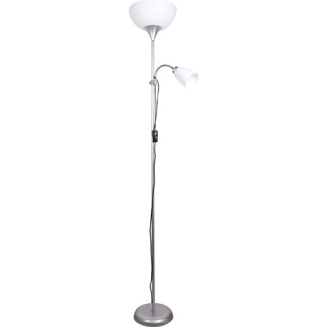 Lampadaire VARESE 178cm - Douilles E27 E14 - Bras de Lecture Orientable - Pour Salon et Bureau - Design Moderne et Fonctionnel - Argent, Métal (Les ampoules ne sont pas incluses) (1/5)