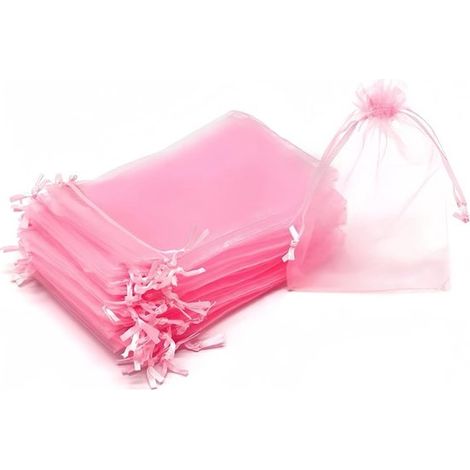 Bolsas de organza, 10 x 15 cm, 50 unidades, bolsas de organza con cordón, ideales como bolsas de boda, bolsas de dulces, bolsas de joyería (1/5)