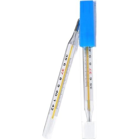 Zweiteiliges medizinisches Quecksilber-Glasthermometer für Erwachsene und Babys, zur Messung der Körpertemperatur (1/5)