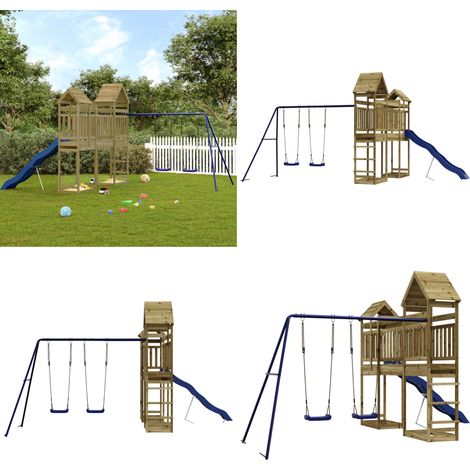 Spielturm Imprägniertes Kiefernholz - Holzspielplatz - Spielturm - Klettergerüst - Kindermöbel - Gartenspielgeräte - Home & Living