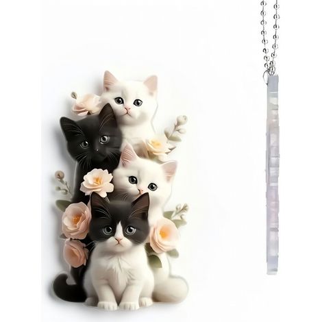 Colgante de acrílico cuatro gatitos para coche, 5 cm (1/5)