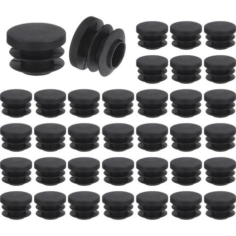 36 runde Kunststoff-Endkappen, schwarze Rohrendkappen, 19 mm (0,75 Zoll) für Möbelfüße, Rutschschutz für Stühle, Sofas, Tische und Regale (1/5)