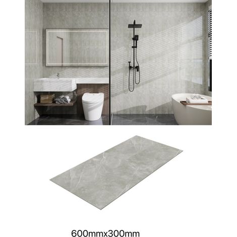 TRADE SHOP - Pannello Effetto Marmo Grigio 600x300 Mm Rivestimento Parete Bagno Moderno -