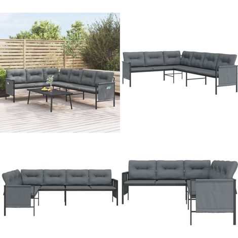 Canapé d'angle de jardin anthracite acier et textilène - Canapé D'angle - Salon De Jardin - Mobilier De Jardin - Meubles De Jardin - Canapé Extérieur - Home & Living (1/5)
