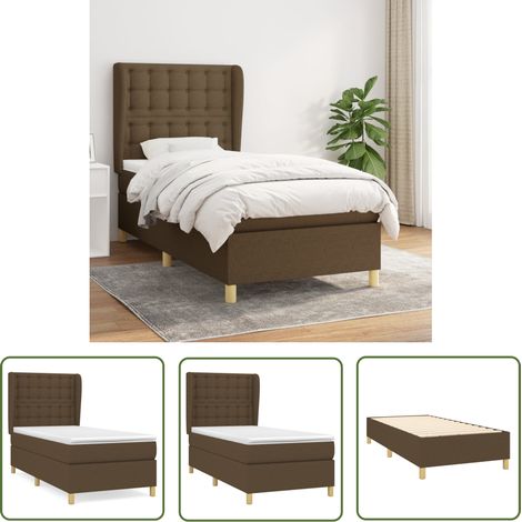 The Living Store Boxspringbett mit Matratze Dunkelbraun 100x200 cm Stoff - Boxspringbett - Doppelbett - Bettenrahmen - Lattenrost - Matratze (1/5)