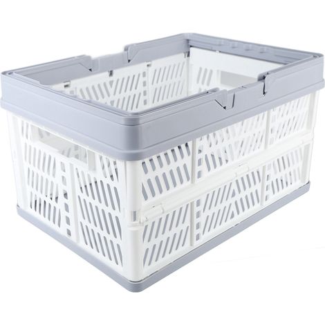 Faltbare PP-Körbe mit Griffen, wasserdichte Aufbewahrungsboxen für Zuhause, Küche, Schlafzimmer, Büro, Weiß, Groß (1/5)