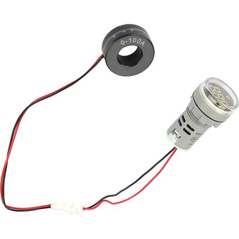 Ampèremètre numérique 0-100 A, indicateur de courant alternatif, voyant LED rond (blanc) (1/5)