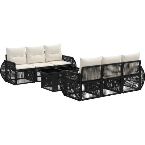 Set Divano da Giardino 7 pz Nero e Bianco Crema polyrattan vidaXL (1/5)