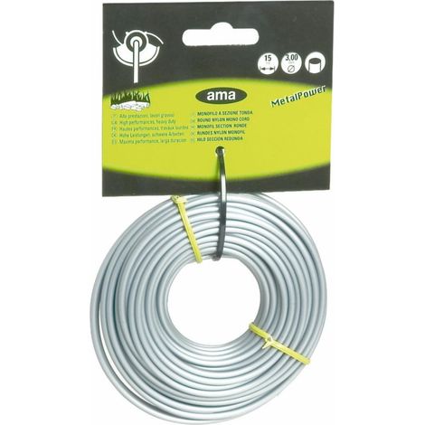 Fil de débroussailleuse - Fil nylon de coupe  - Monofil section ronde ø 3mm x 15 mètres "MetalPower" (1/2)