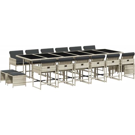vidaXL Set da Pranzo da Giardino 17pz con Cuscini Grigio in Polyrattan